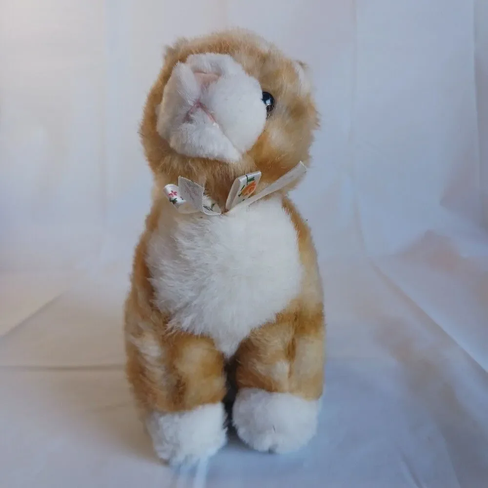 Walt Disney Company Orange White Striped Sitting Plush Cat Kitten Kitty Toy